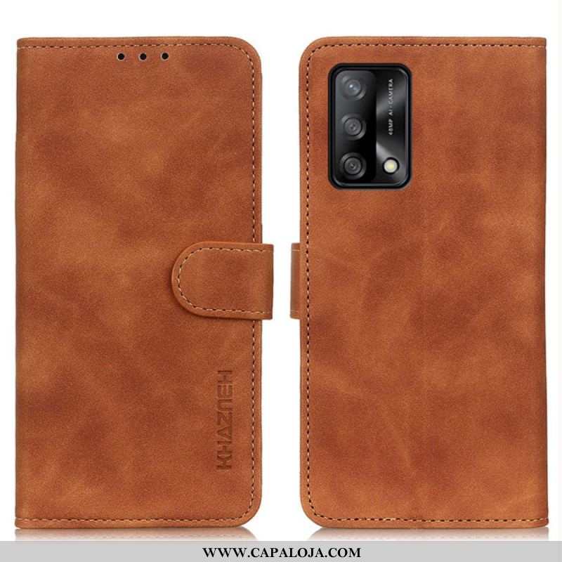 Capa De Couro Para Oppo A74 4G Efeito Couro Vintage Khazneh