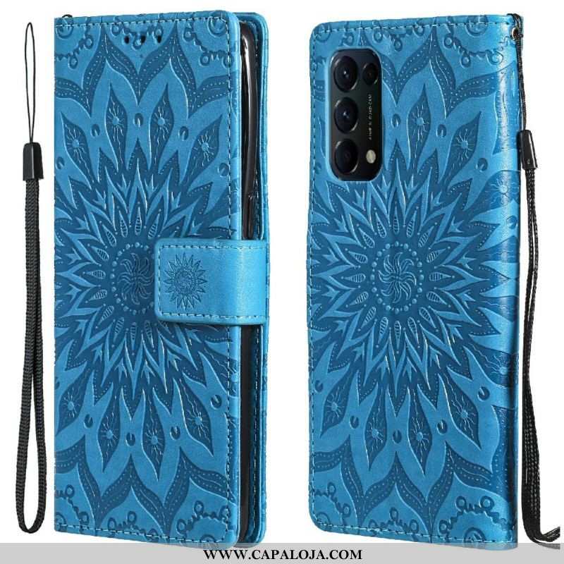 Capa De Couro Para Oppo Find X3 Lite Flor Do Sol