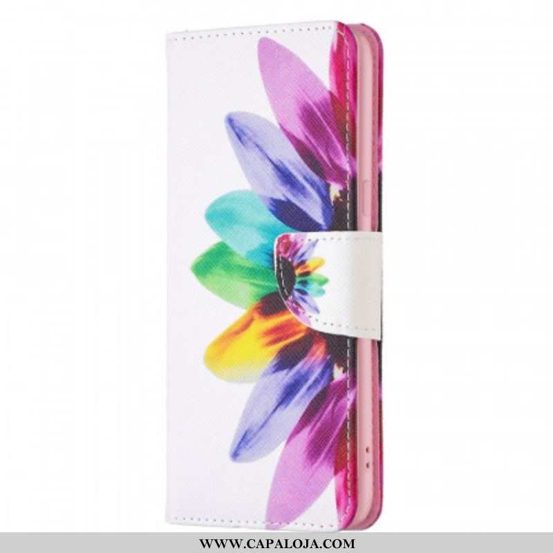 Capa De Couro Para Oppo Find X5 Flor Aquarela