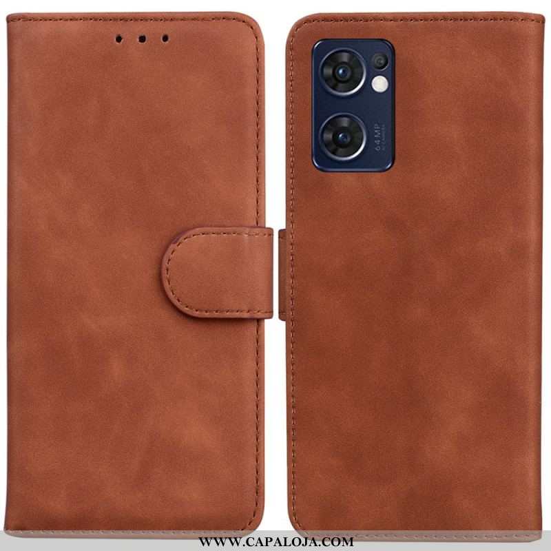 Capa De Couro Para Oppo Find X5 Lite Borboleta Com Toque De Pele