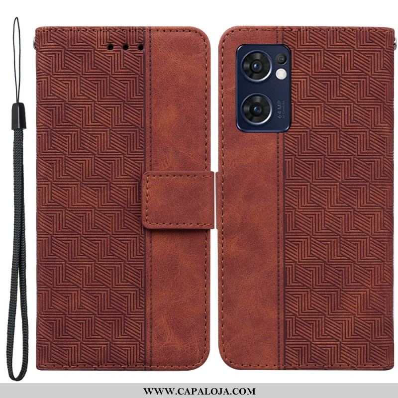 Capa De Couro Para Oppo Find X5 Lite Cubo Textura