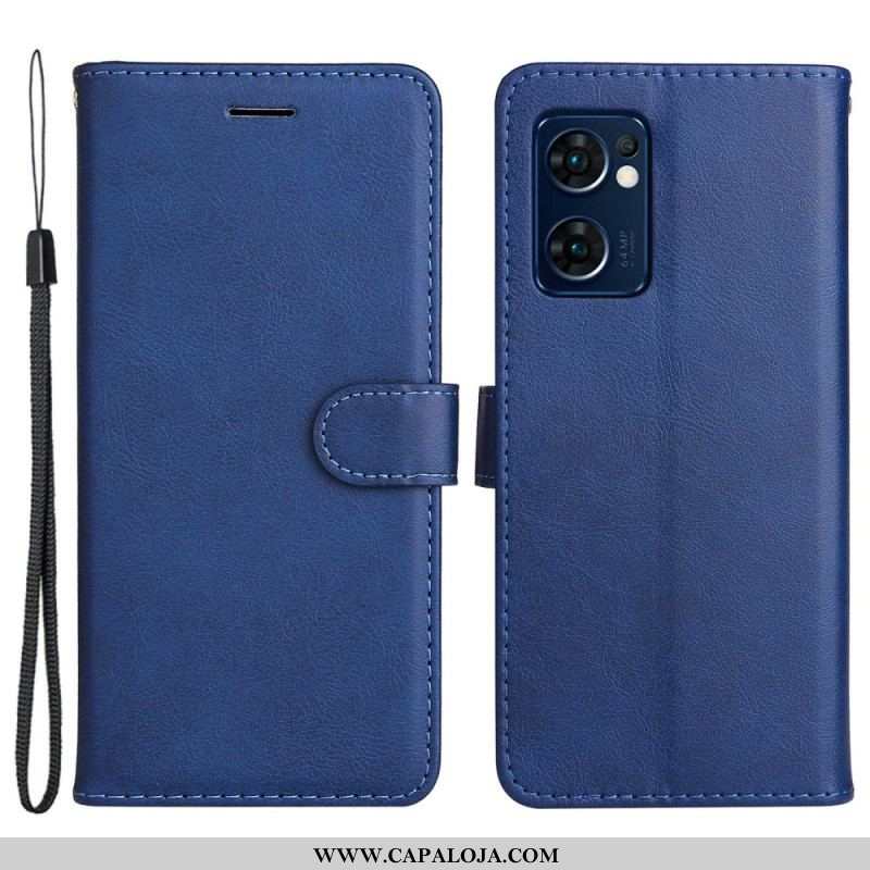 Capa De Couro Para Oppo Find X5 Lite De Cordão Simples Com Alça