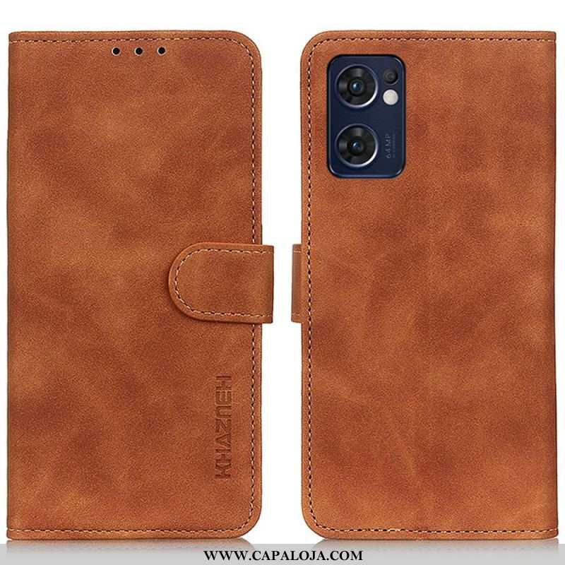 Capa De Couro Para Oppo Find X5 Lite Efeito Couro Vintage Khazneh