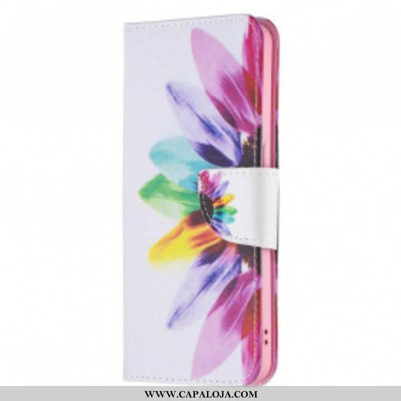 Capa De Couro Para Oppo Reno 6 5G Flor Aquarela