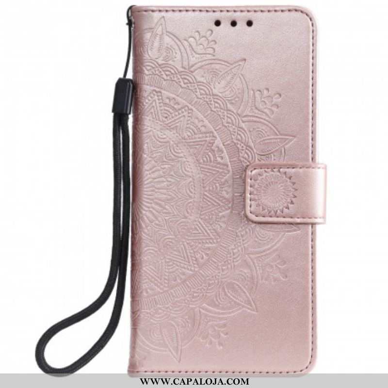 Capa De Couro Para Oppo Reno 6 5G Mandala Do Sol