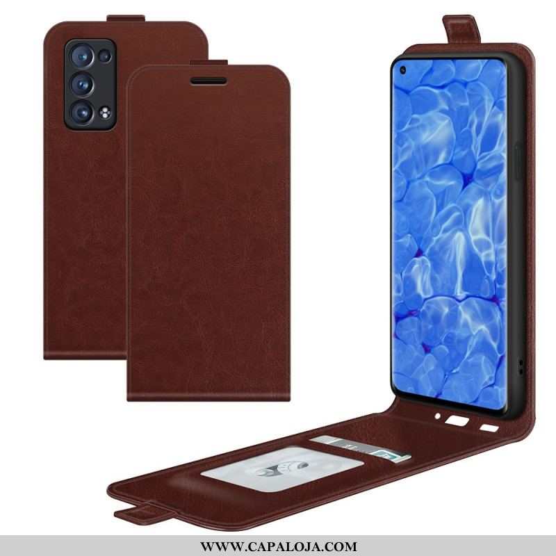 Capa De Couro Para Oppo Reno 6 Pro 5G Fechamento Vertical Textura Clássica Lichia