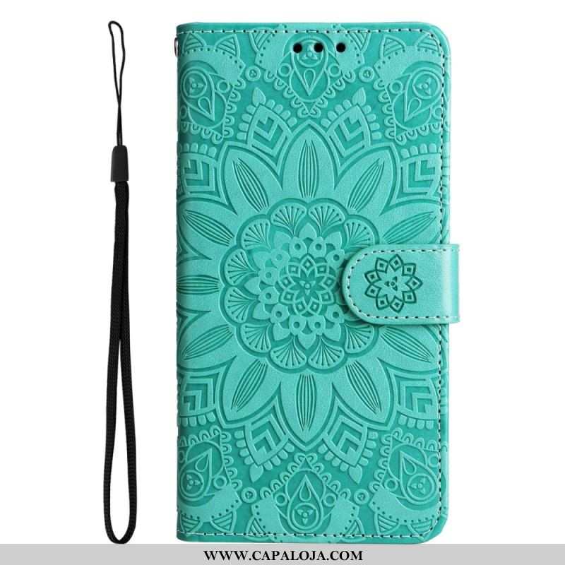 Capa De Couro Para Oppo Reno 8 De Cordão Girassol Strappy