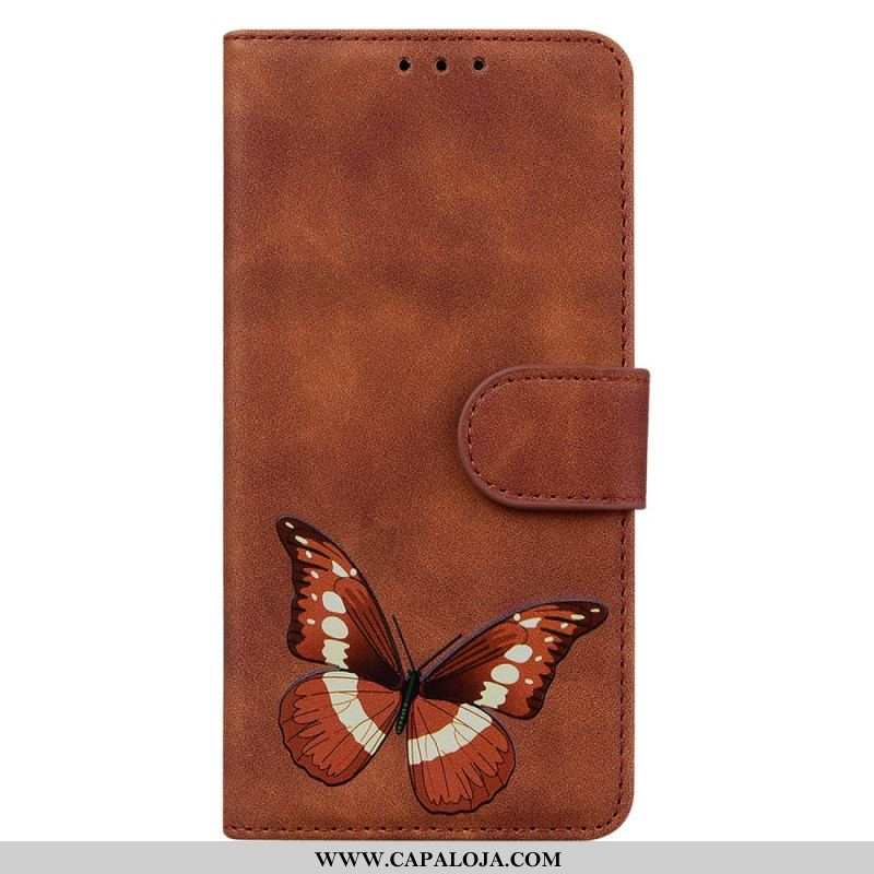 Capa De Couro Para Oppo Reno 8 Lite Borboleta