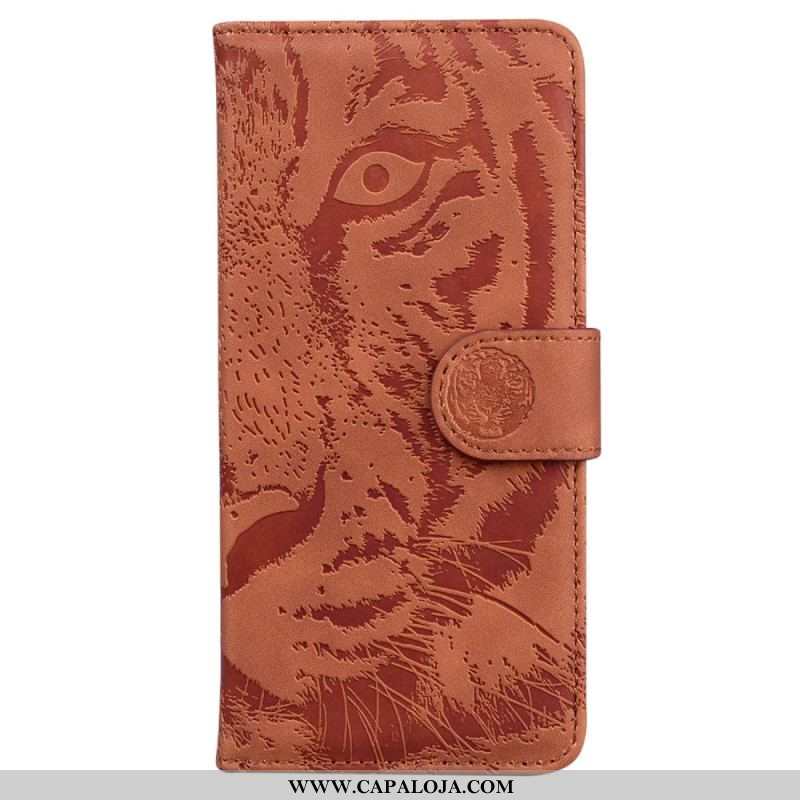 Capa De Couro Para Oppo Reno 8 Pegada De Tigre