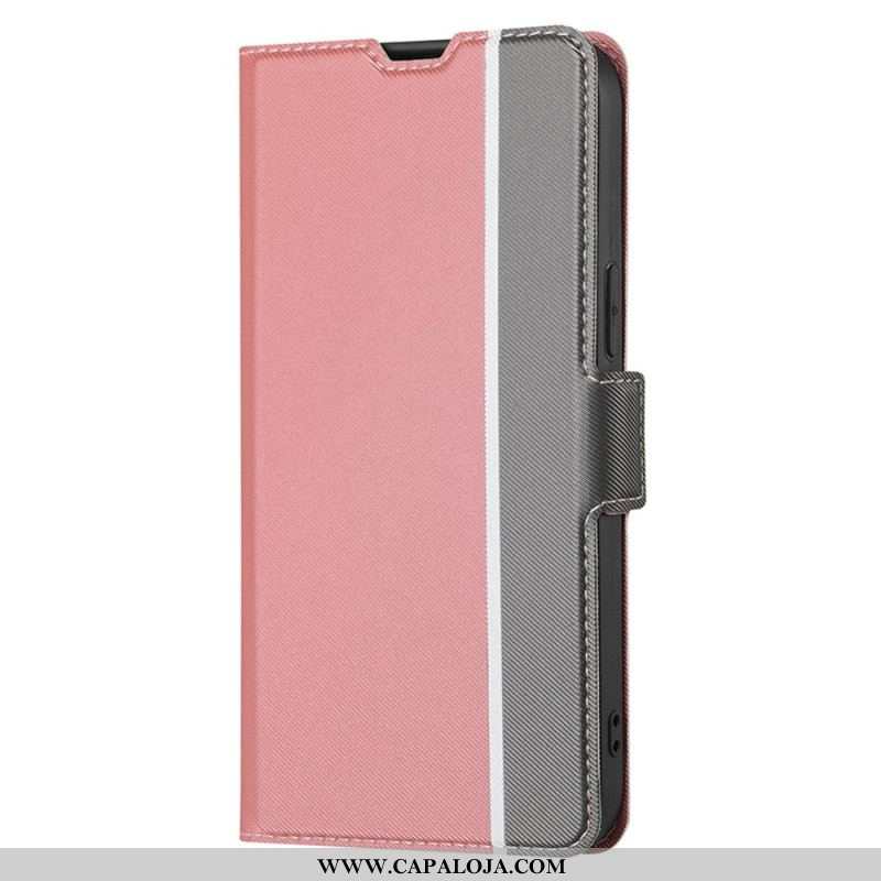 Capa De Couro Para Oppo Reno 8 Pro Dois Tons