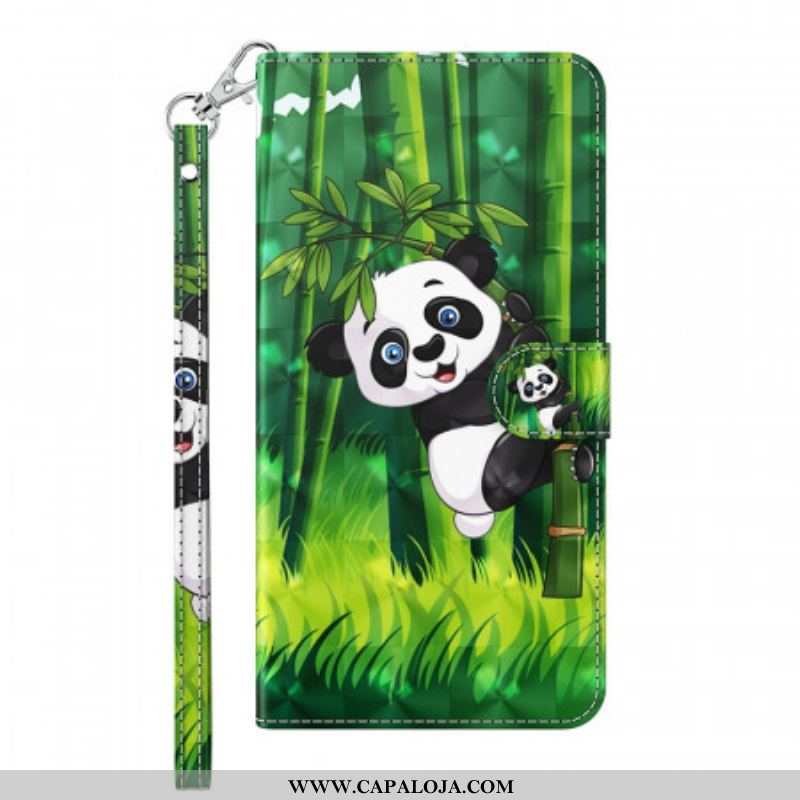 Capa De Couro Para Samsung Galaxy A13 5G / A04s Panda E Bambu