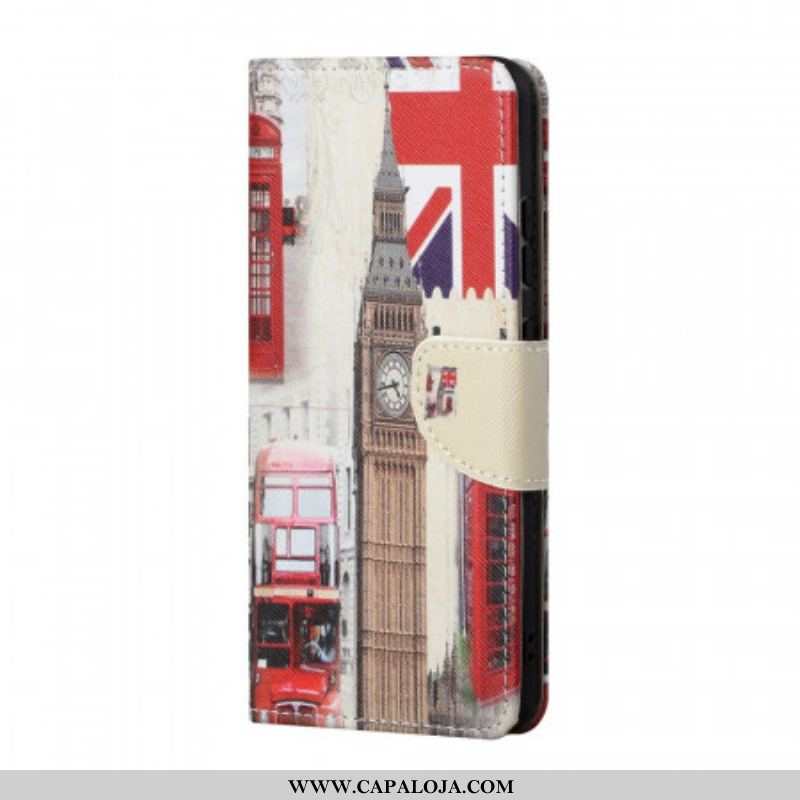 Capa De Couro Para Samsung Galaxy A13 5G / A04s Vida Em Londres