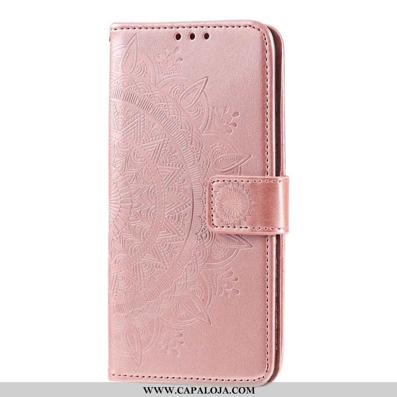 Capa De Couro Para Samsung Galaxy A13 Mandala Do Sol