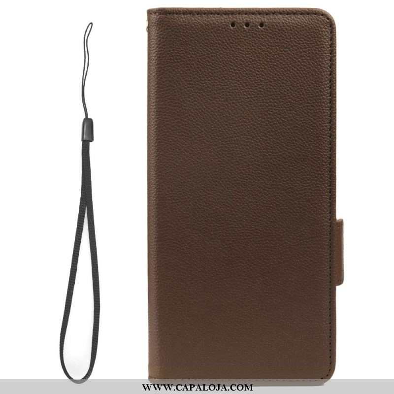 Capa De Couro Para Samsung Galaxy A14 / A14 5G De Cordão Strappy Estilo Couro Lichia