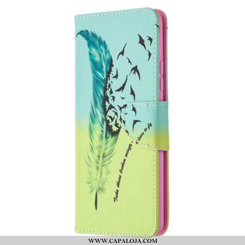 Capa De Couro Para Samsung Galaxy A42 5G Aprender A Voar