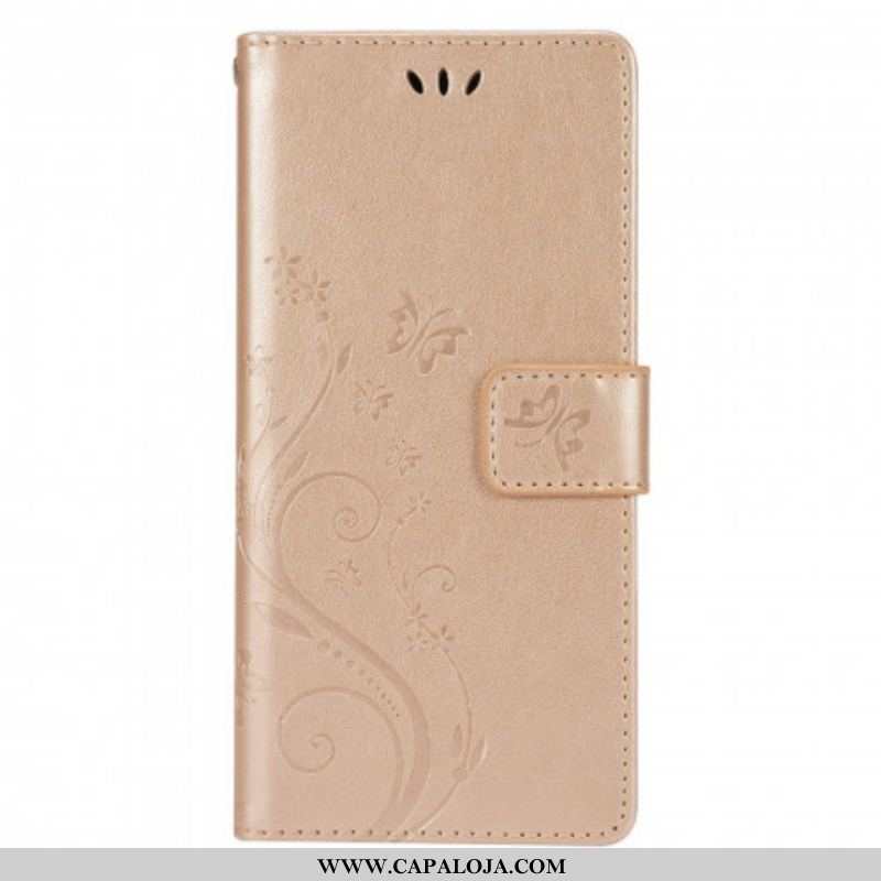 Capa De Couro Para Samsung Galaxy A42 5G Borboletas Ao Vento