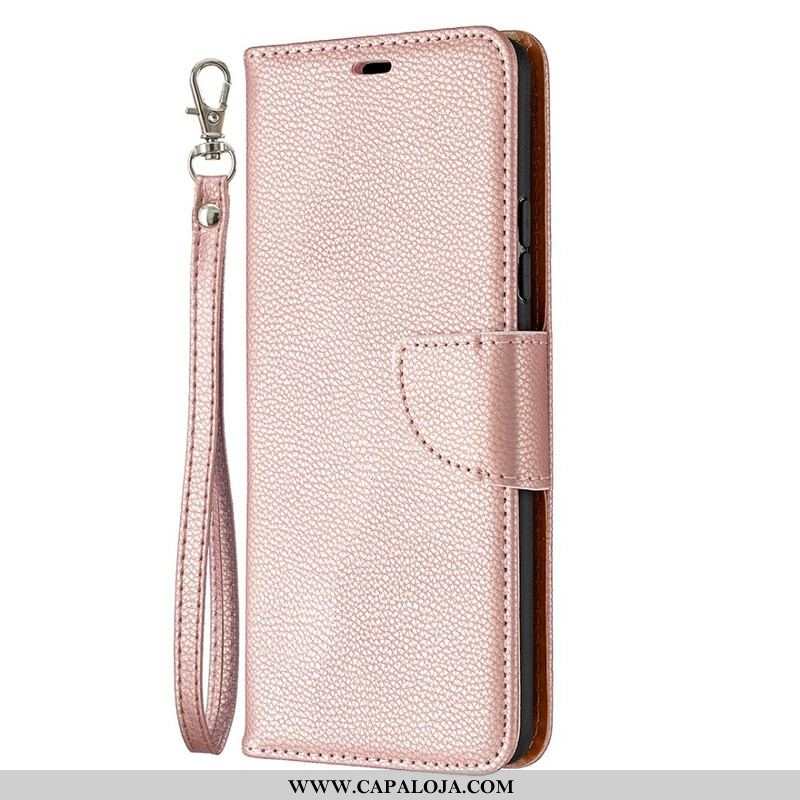 Capa De Couro Para Samsung Galaxy A42 5G Flip Lichia Rabat Oblíqua