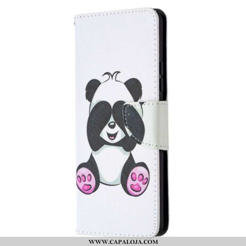 Capa De Couro Para Samsung Galaxy A42 5G Panda Divertido