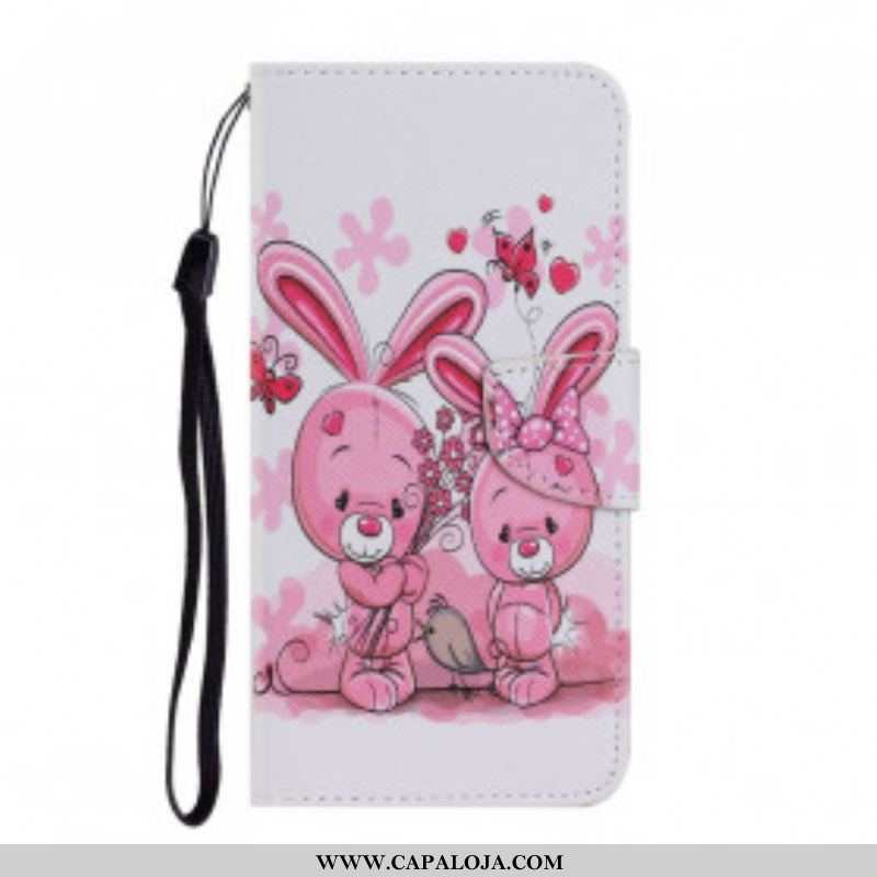 Capa De Couro Para Samsung Galaxy A52 4G / A52 5G / A52s 5G Coelhos