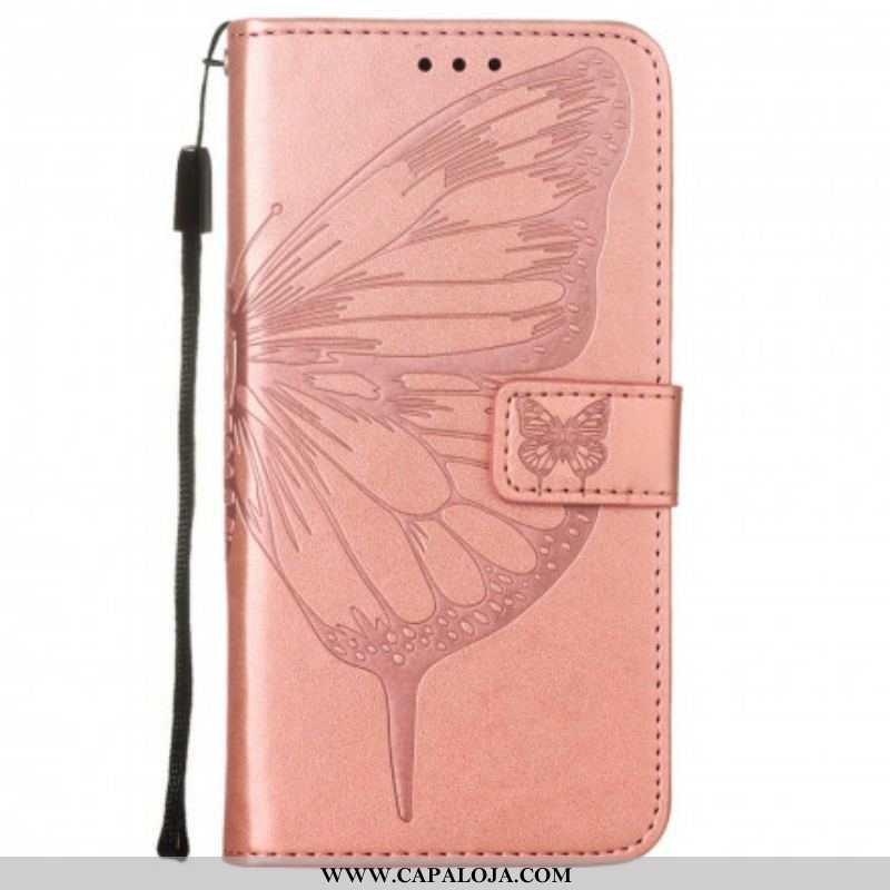 Capa De Couro Para Samsung Galaxy A52 4G / A52 5G / A52s 5G Design De Borboleta Com Cordão