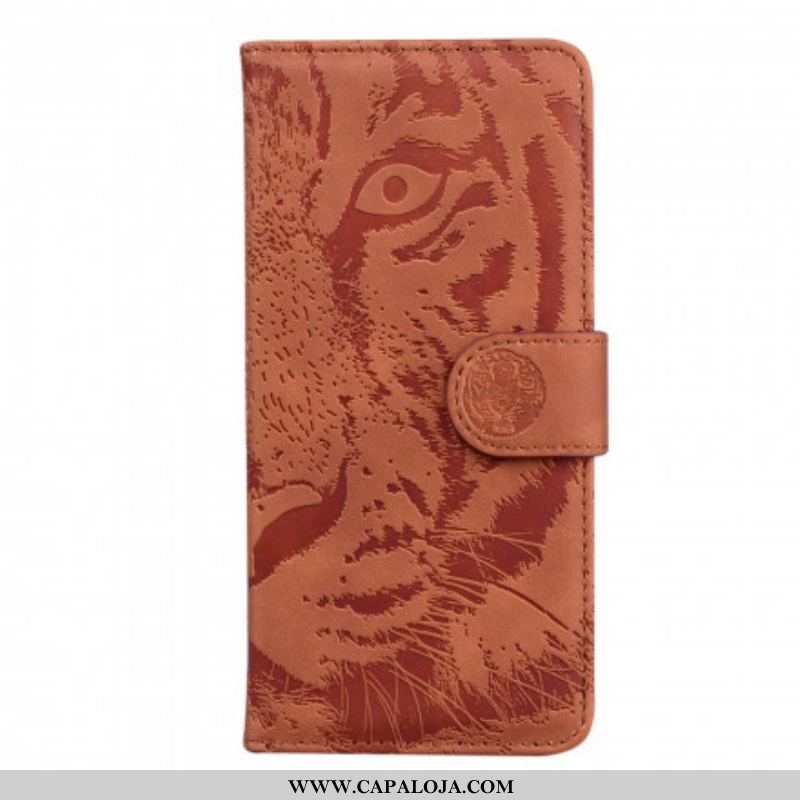 Capa De Couro Para Samsung Galaxy A52 4G / A52 5G / A52s 5G Estampa Cara De Tigre