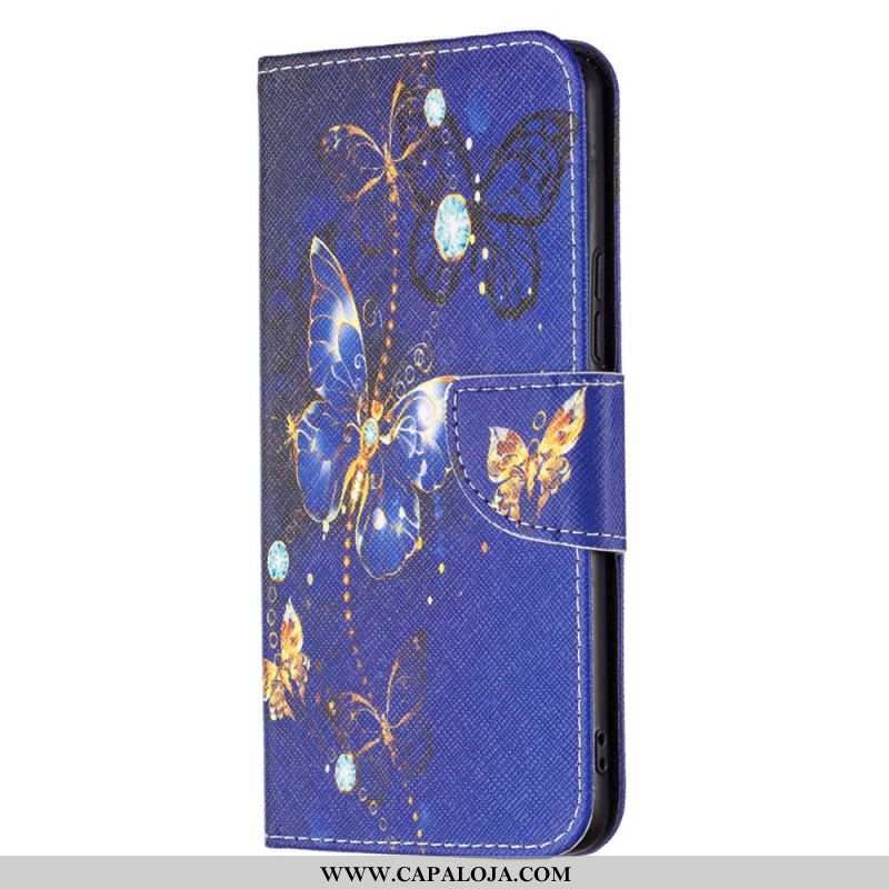 Capa De Couro Para Samsung Galaxy A53 5G Borboletas Da Noite