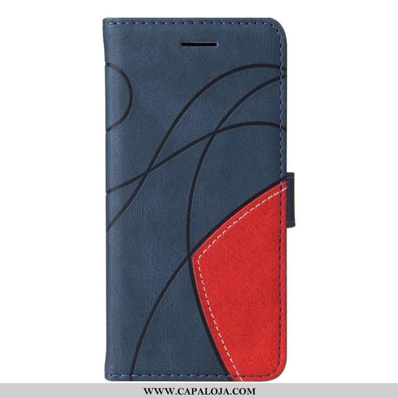 Capa De Couro Para Samsung Galaxy A53 5G Dois Tons