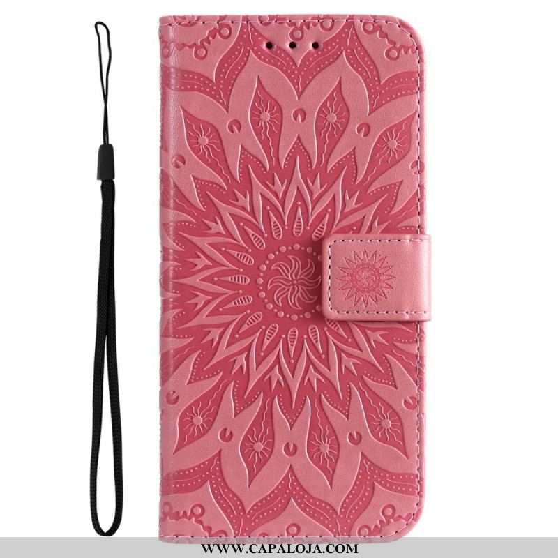 Capa De Couro Para Samsung Galaxy A53 5G Flor Do Sol