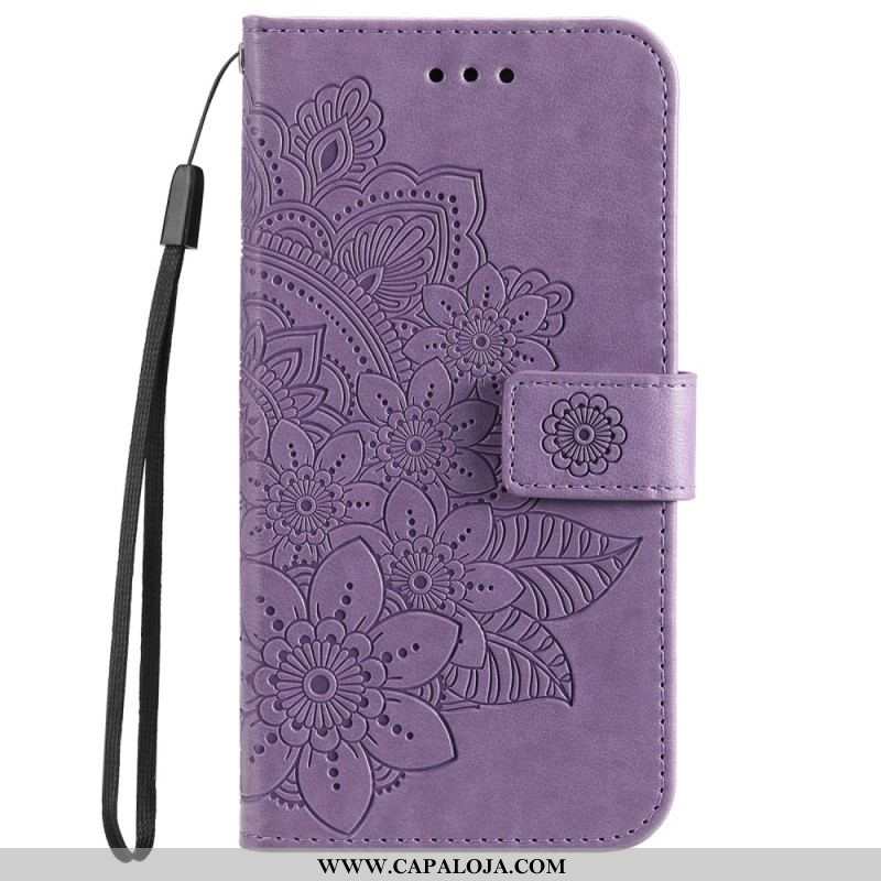 Capa De Couro Para Samsung Galaxy A53 5G Flor Mandala