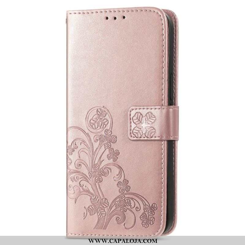 Capa De Couro Para Samsung Galaxy A54 5G Trevo-de-quatro-folhas