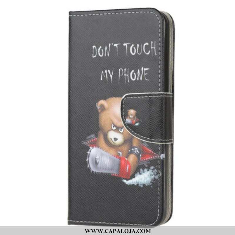 Capa De Couro Para Samsung Galaxy M12 / A12 Urso Perigoso