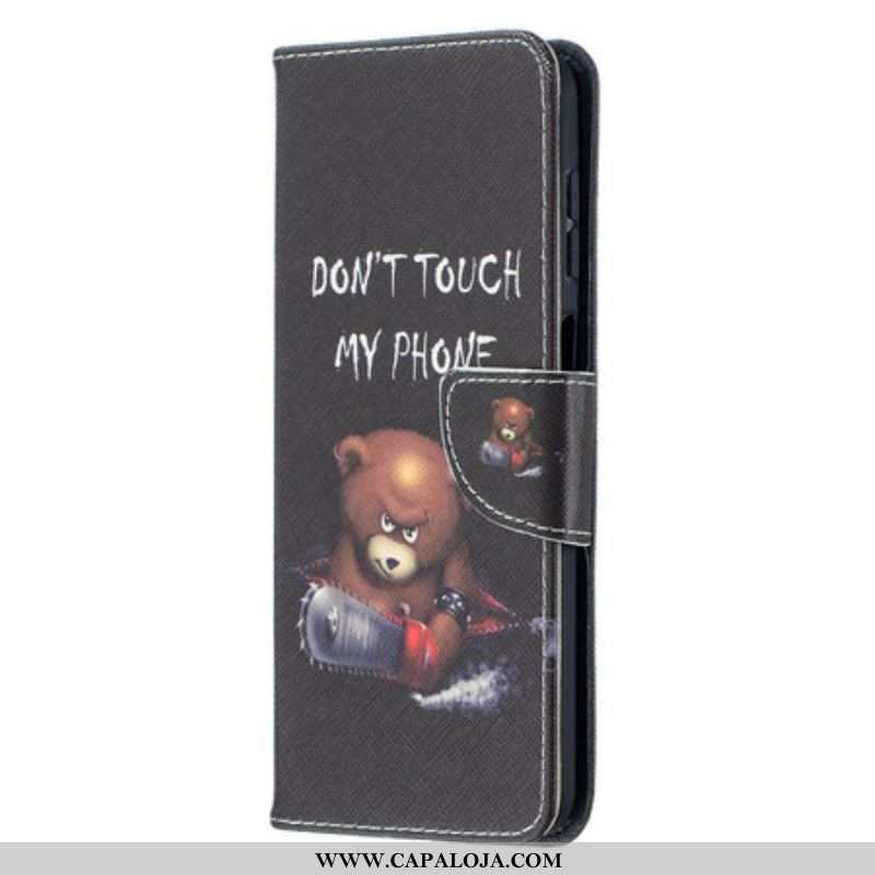 Capa De Couro Para Samsung Galaxy M12 / A12 Urso Perigoso