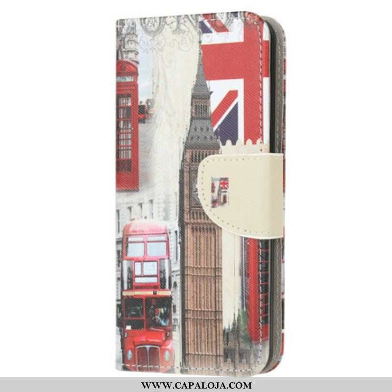 Capa De Couro Para Samsung Galaxy M12 / A12 Vida Em Londres