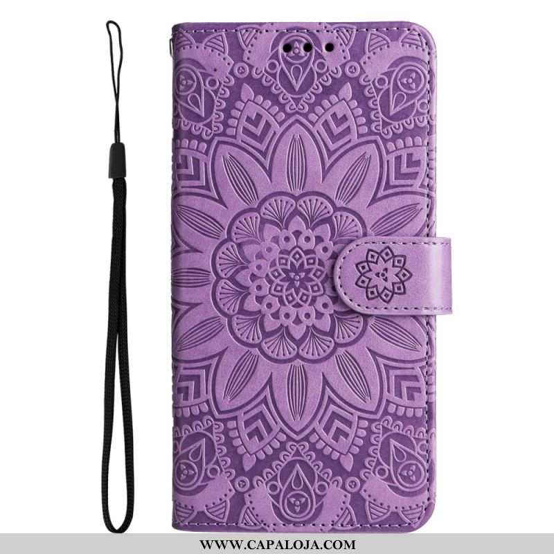 Capa De Couro Para Samsung Galaxy M13 De Cordão Girassol Strappy