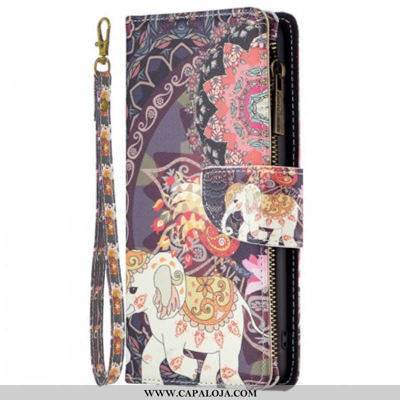 Capa De Couro Para Samsung Galaxy M23 5G Bolsa Elefante E Cordão