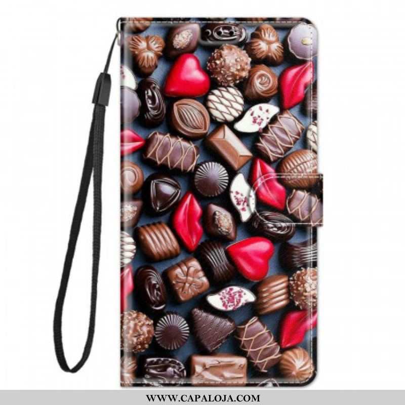 Capa De Couro Para Samsung Galaxy M23 5G Chocolates