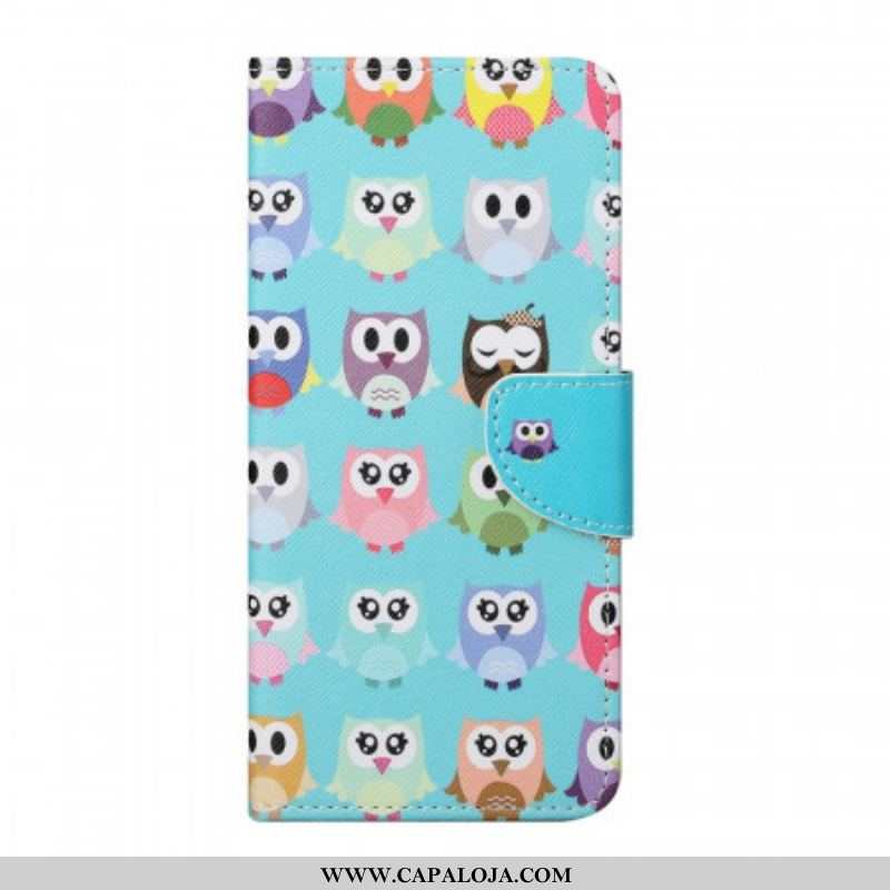 Capa De Couro Para Samsung Galaxy M23 5G Corujas