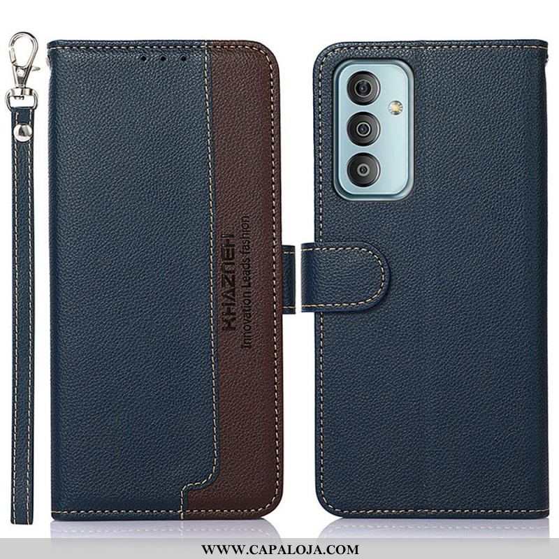 Capa De Couro Para Samsung Galaxy M23 5G Estilo Lichia Rfid Khazneh