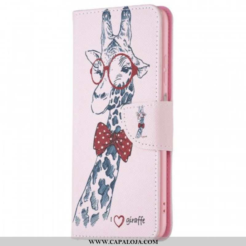 Capa De Couro Para Samsung Galaxy M23 5G Girafa Inteligente