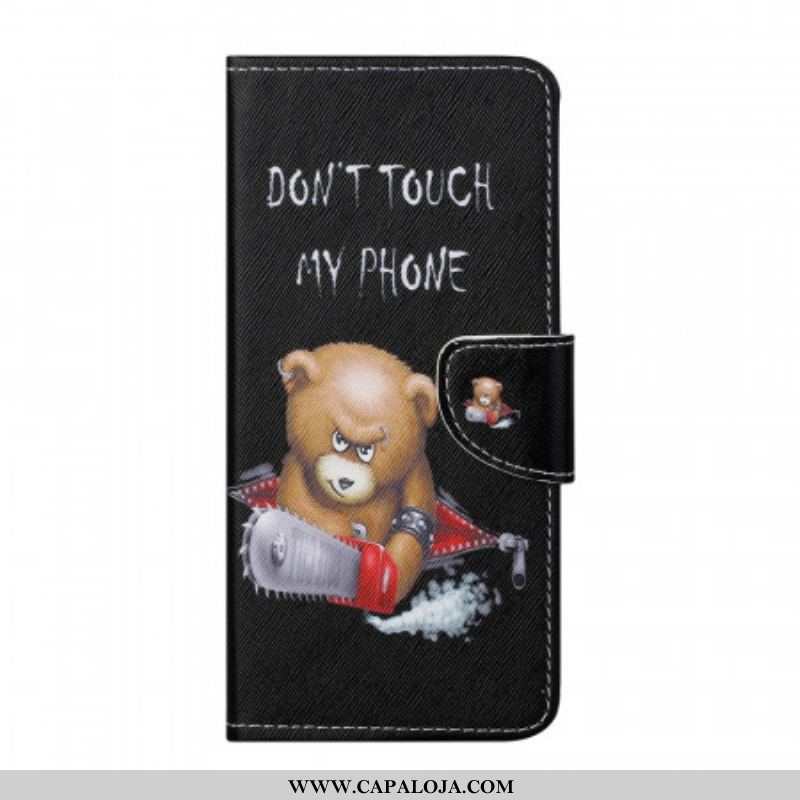 Capa De Couro Para Samsung Galaxy M23 5G Urso Não Toque No Meu Telefone