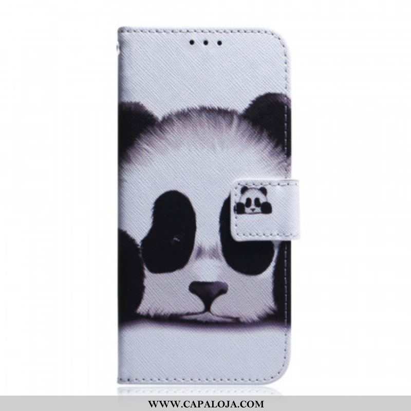 Capa De Couro Para Samsung Galaxy M32 Cara De Panda