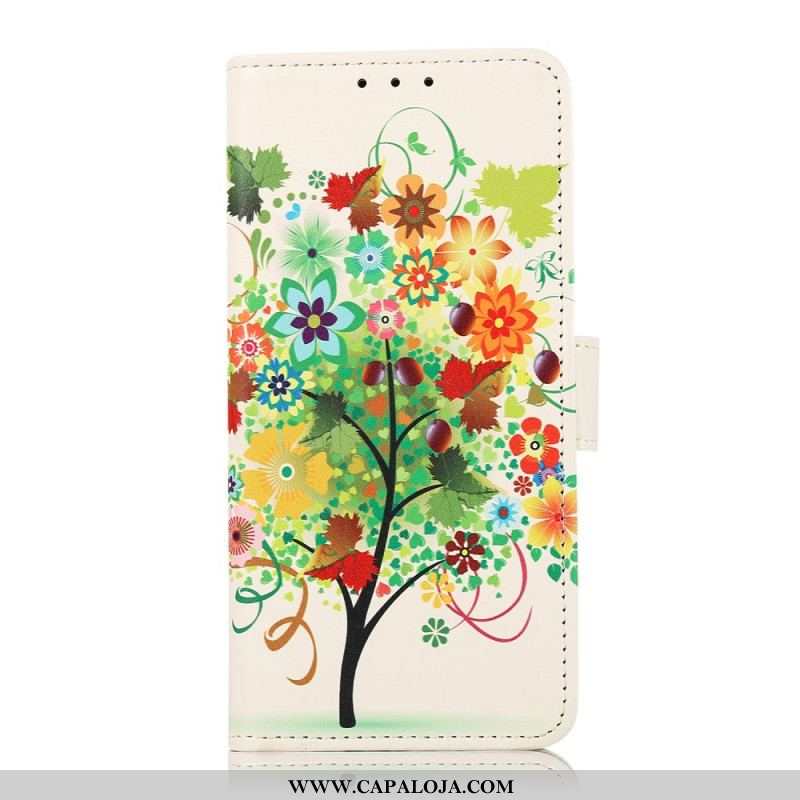 Capa De Couro Para Samsung Galaxy M32 Árvore Florida