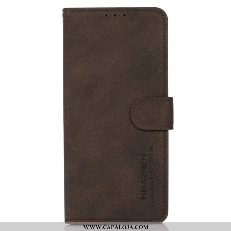 Capa De Couro Para Samsung Galaxy M52 5G Khazneh Moda Efeito Couro