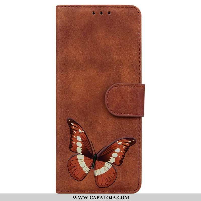 Capa De Couro Para Samsung Galaxy M53 5G Borboleta