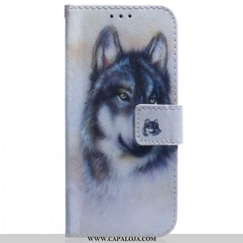 Capa De Couro Para Samsung Galaxy M53 5G Cachorro Aquarela