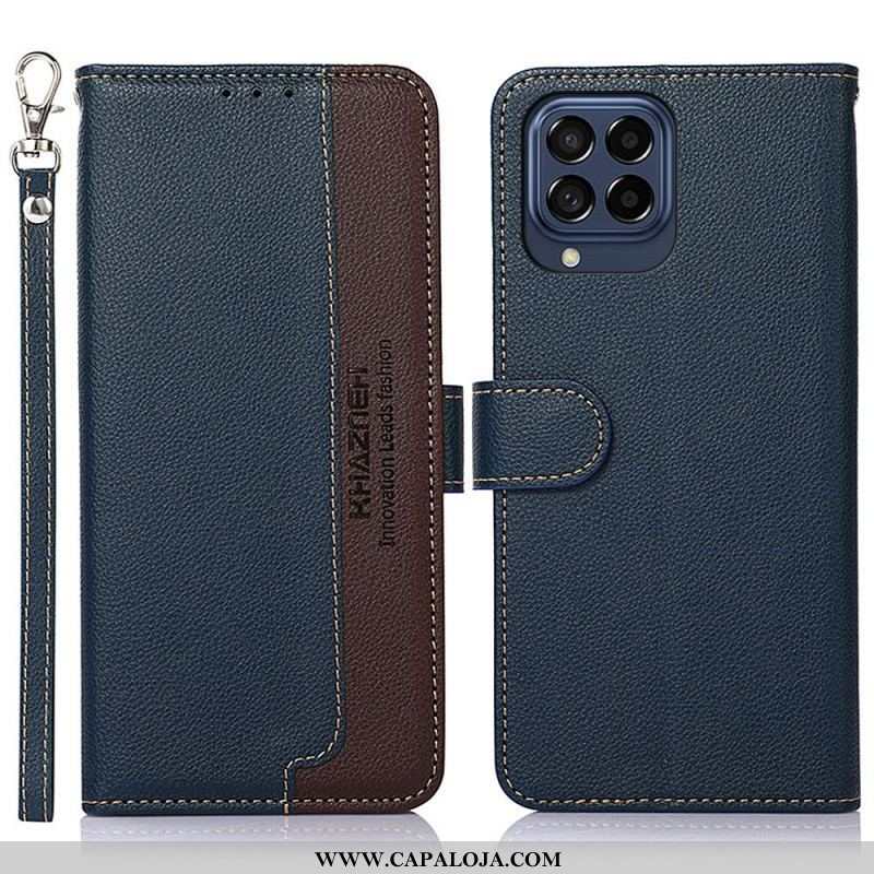 Capa De Couro Para Samsung Galaxy M53 5G Estilo Lichia Rfid Khazneh