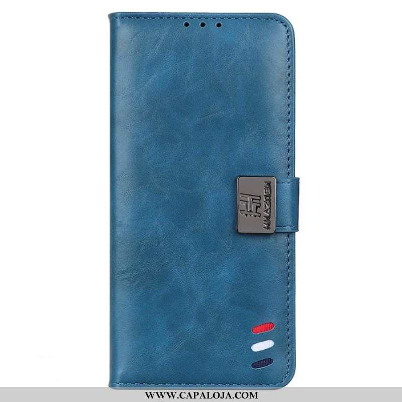 Capa De Couro Para Samsung Galaxy M53 5G Fecho Prata Tricolor