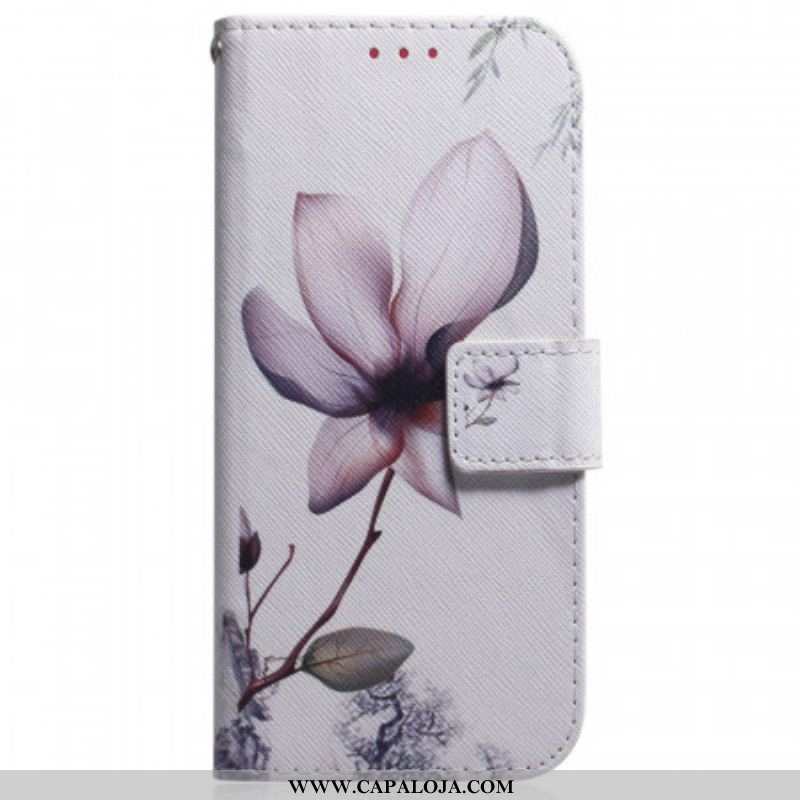 Capa De Couro Para Samsung Galaxy M53 5G Flor Rosa