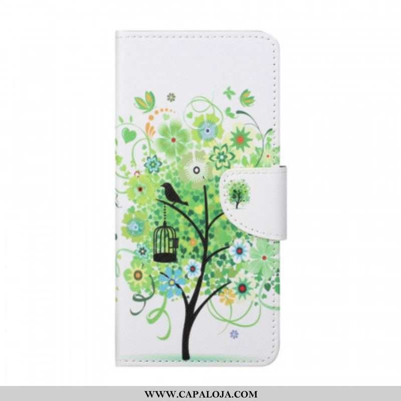 Capa De Couro Para Samsung Galaxy M53 5G Folhagem Verde