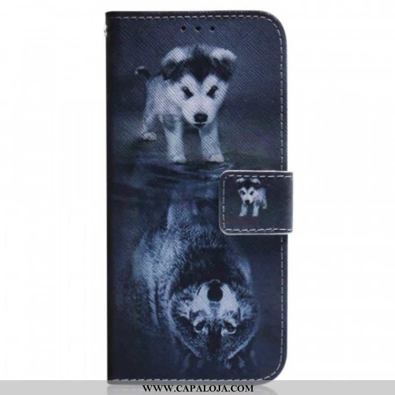 Capa De Couro Para Samsung Galaxy M53 5G Sonho De Cachorrinho